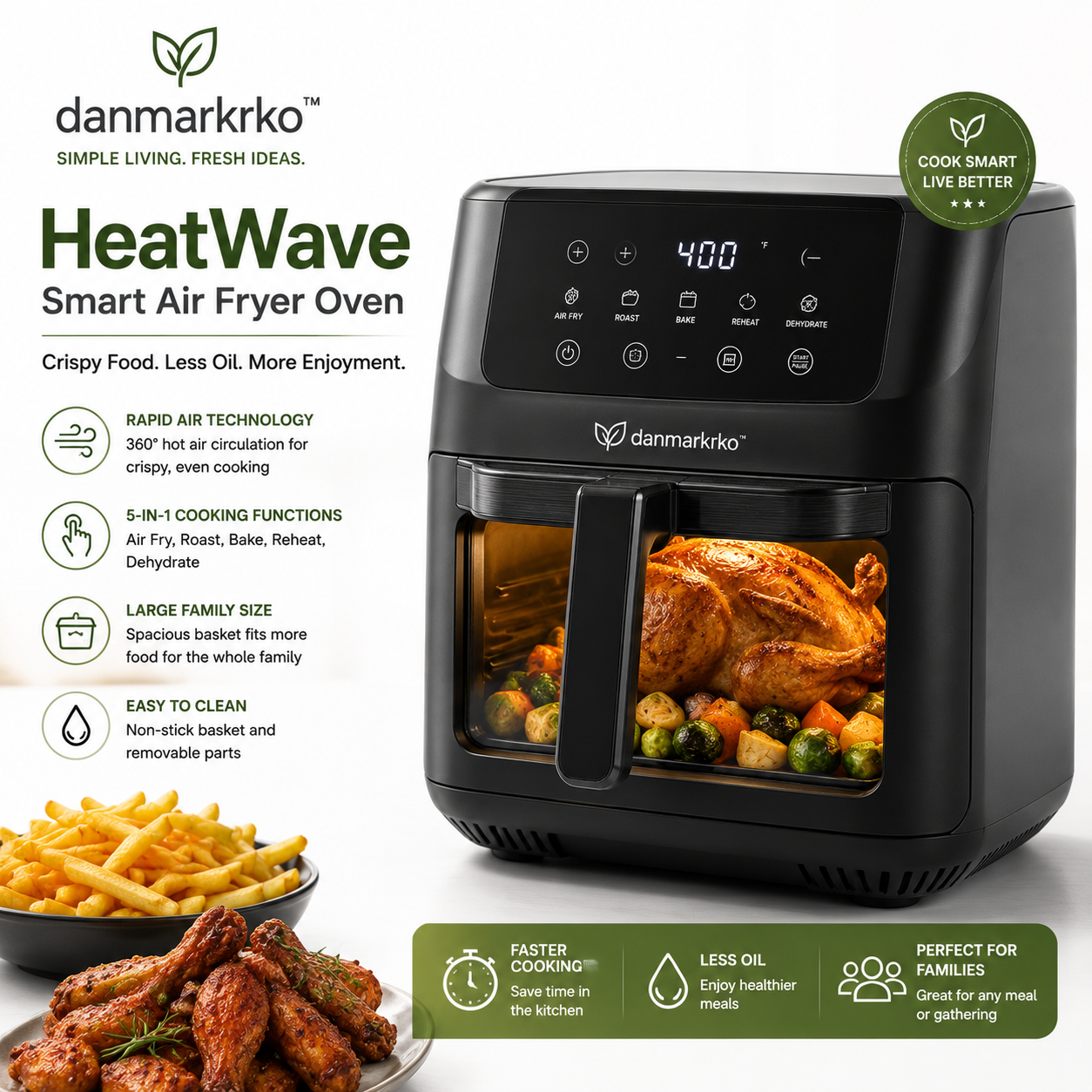 danmarkrko™ HeatWave Smart Air Fryer Oven
