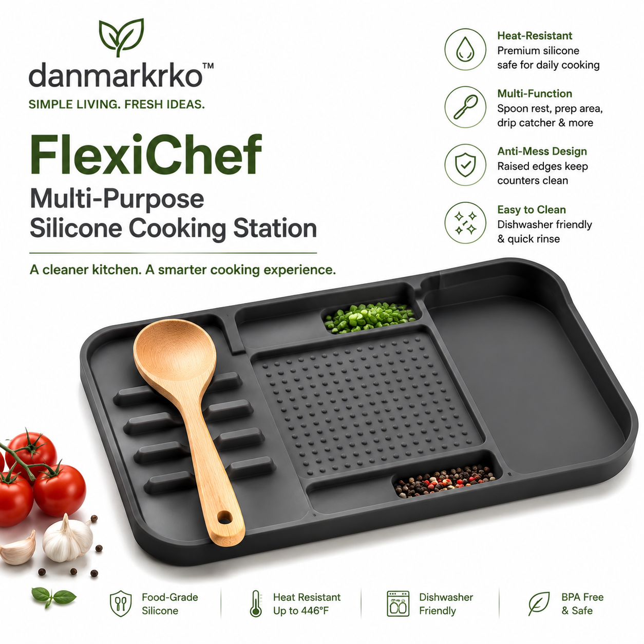 danmarkrko™ FlexiChef Multi-Purpose Silicone Cooking Station